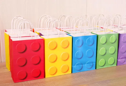 Miniatura 5 de YOTNUS Bloque de construcción, bolsas de regalo con papel de seda, pequeñas bolsas de regalo con asas, para bloques de construcción, suministros