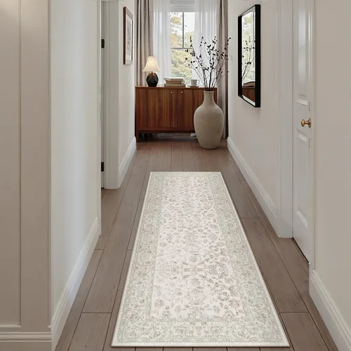 Miniatura 118 de PureCozy Alfombra de área beige de 2 x 3 pulgadas, lavable, vintage, pequeña, para entrada, cocina, suave, retro, floral, de pelo bajo, tapete