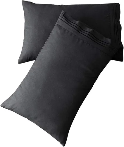 Miniatura 12 de SONORO KATE Juego de fundas de almohada de lujo de microfibra cepillada 1800 ropa de cama - sin arrugas, (gris, 2 fundas de almohada estándar)