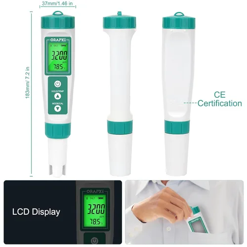 Miniatura 6 de Probador de agua salada para piscina profesional Medidor de salinidad para piscina y spa de cloruro de sodio Rango 0-9000ppm