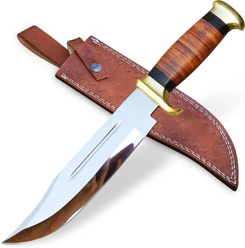 Miniatura 8 de Cuchillo Bowie grande con funda – Cuchillo Bowie gigante de 18 pulgadas, cuchillo de acero D2 resistente, hermoso cuchillo de hoja fija con mango