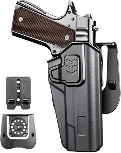 Miniatura 9 de GUN & FLOWER Paddle OWB Holster for Glock 17/19, Taurus G2C/G3C, 1911 5" No Rail, with Molle Adapter, Index Finger Release, 360° Adjustable Paddle