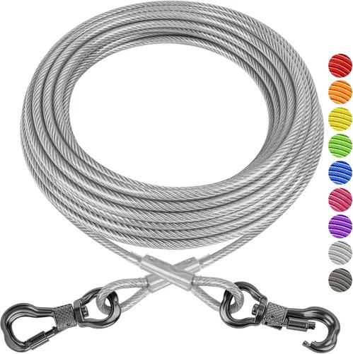 Miniatura 8 de XiaZ Cable de Amarre para Perros, Correas de Perro para Patio a Prueba de Masticación, Cable de Amarre Resistente para Perros Grandes de hasta 250