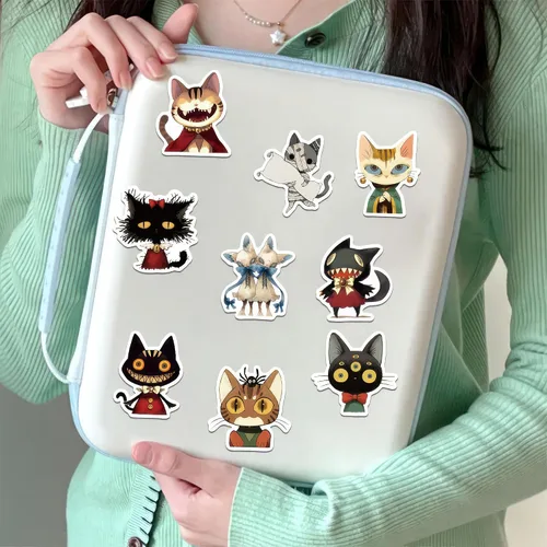 Miniatura 3 de Calcomanías de terror de brujas, accesorios de gato negro y gato gótico para adultos y adolescentes, impermeables