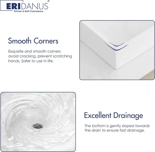 Miniatura 5 de Eridanus Lavabo de Baño 30" x 16" Lavabo Rectangular de Sobreponer, Montaje en Pared Sobre Mostrador Lavabo de Tocador, Lavabo de Cerámica Blanca