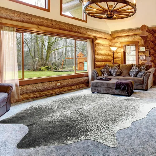 Miniatura 26 de Alfombra lavable antideslizante de piel de vaca sintética de 2 x 3 pulgadas, color blanco y blanco, tapete pequeño para puerta delantera, decoración
