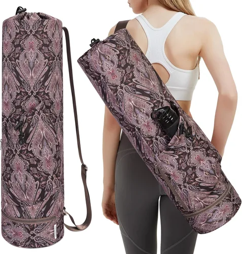 Miniatura 15 de sportsnew Bolsa para esterilla de yoga con bolsillo para botella de agua y bolsillo inferior para artículos mojados, bolsa de transporte para Beige