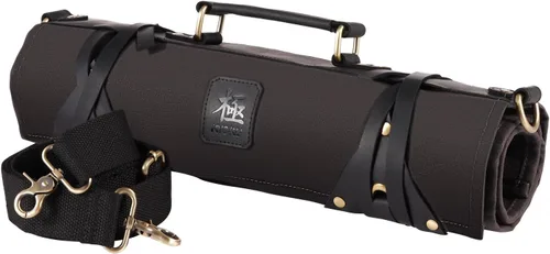 KYOKU Bolsa enrollable para cuchillos de chef, cuchillo de cocina y soporte para utensilios con 10 ranuras, 3 soportes para cubiertos para juego de