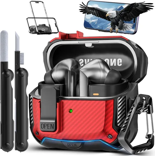 Miniatura 11 de Lock Fit Diseñado para Samsung Galaxy Buds3 FE (2025) / Buds3 Pro (2024) / Funda Buds 3 (2024), con kit de limpieza Cuerpo completo Resistente a