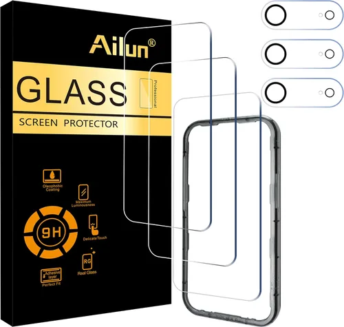 Miniatura 26 de Ailun Paquete de 3 protectores de pantalla para iPhone 17 Pro [6.3 pulgadas] + 3 protectores de lente de cámara con marco de instalación, protección