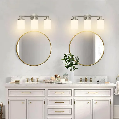 Miniatura 6 de Lámparas de baño, luces de baño negras mate, luz de tocador de 4 luces sobre espejo, moderna lámpara de tocador con vidrio esmerilado