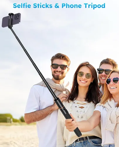 Miniatura 6 de VRIG - Trípode para selfie para teléfono de 63 pulgadas, trípode extensible para teléfono celular con control remoto inalámbrico, soporte de trípode