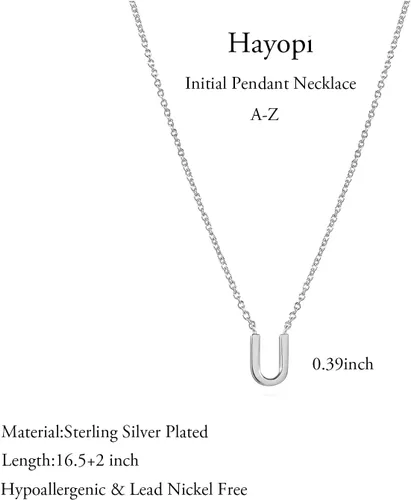 Miniatura 18 de Collares con iniciales para mujer, delicado collar de letra plateada con nombre personalizado con monograma, collar simple y lindo con inicial
