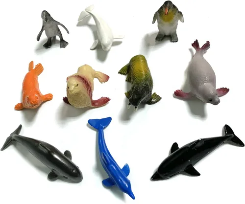 Miniatura 3 de Paquete de 50 mini figuras de vinilo de plástico de animales marinos del océano, figuras realistas bajo el mar, regalo de baño para niños