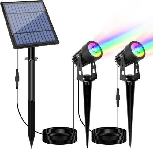 Miniatura 14 de APONUO Luces Solares de Metal para Exteriores, Luces Solares para Exteriores Impermeables, Foco Solar para Paisaje para Iluminación de Jardín