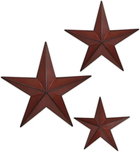 JoyEvy Estrella de granero roja y negra de Texas de 6, 9 y 12 pulgadas, 3 piezas, estrellas de arte de metal para exteriores, decoración de pared 6"