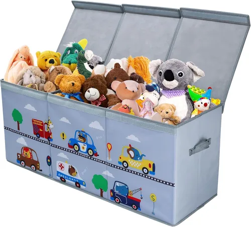 decalsweet Caja de juguetes para niños, caja de almacenamiento de juguetes Oxford plegable con asas para niños, organizador de juguetes extra grande
