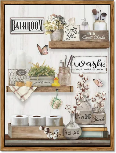 Miniatura 12 de Decoración de Pared de Baño de Granja, Lienzo de Algodón Rústico Enmarcado, Pintura de Decoración de Pared, Carteles Modernos de Arte de País