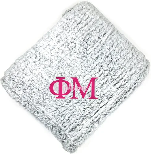 Miniatura 18 de Go Greek Chic Alpha Chi Omega - Manta de sherpa bordada (azul marino)
