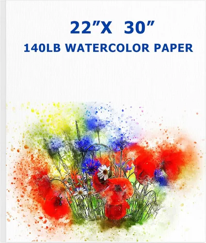 Fuutreo 20 hojas de papel de acuarela grande de 140 libras, papel de dibujo pesado para pintura blanca, suministro de arte para principiantes,