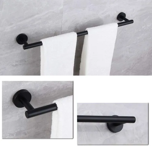 Miniatura 7 de Barra de toalla de mano de baño de 24 pulgadas en negro mate SUS 304 de acero inoxidable para montaje en pared..