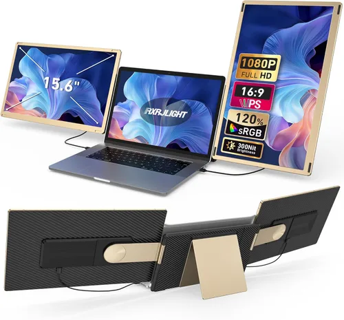 Extensor de pantalla para laptop de 15.6 pulgadas, extensor de monitor de laptop 120% sRGB FHD 1080P IPS tipo-C/HDMI/USB-A Plug & Play monitor