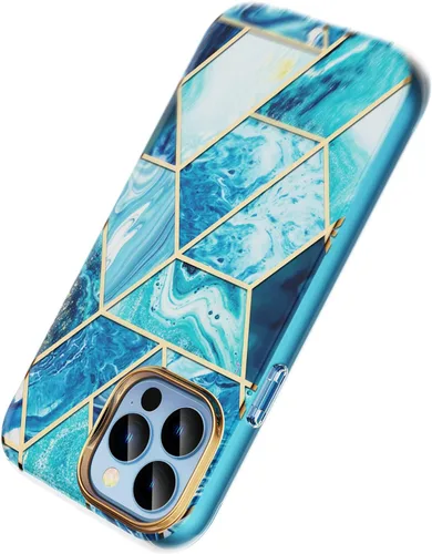 Miniatura 4 de Asuwish Funda de teléfono para iPhone 13 Pro Max 2021 de 6.7 pulgadas con protector de pantalla, híbrida, lindo mármol, cuerpo completo, duro