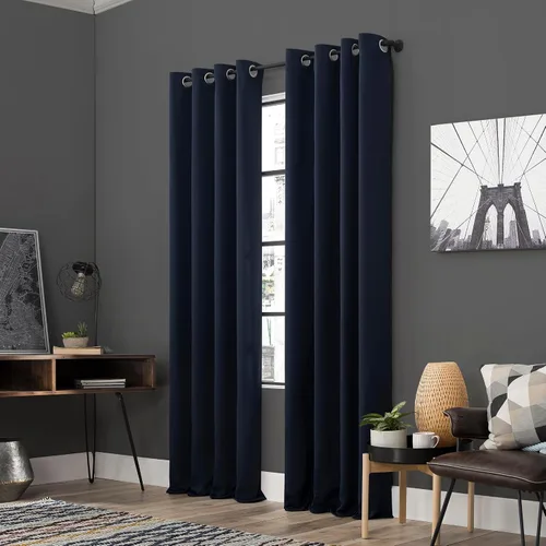 Miniatura 5 de Sun Zero Soho - Juego de 2 paneles de cortinas opacas de eficiencia energética con ojales, 54 x 84 pulgadas, color azul marino