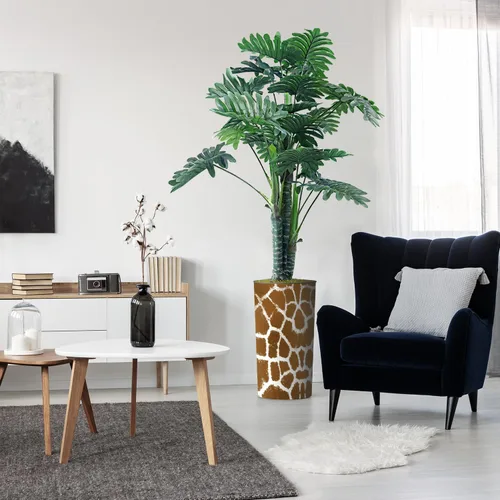 Miniatura 8 de Árbol artificial en maceta contemporánea, palmera tropical areca artificial de seda para decoración del hogar en interiores y exteriores, altura