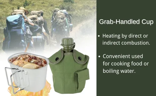 Miniatura 3 de BeGrit Cantina militar de la Segunda Guerra Mundial de la Segunda Guerra Mundial US G.I. Kit de comedor con taza de aluminio, tenedor plegable