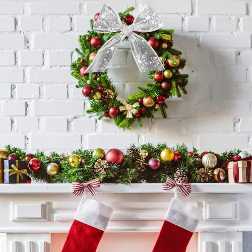 Miniatura 5 de Cinta con alambre de 2.5 pulgadas de Navidad con copo de nieve, cinta de organza con purpurina para árbol de Navidad, corona, decoración de fiesta