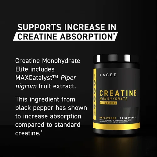 Miniatura 2 de Kaged Monohidrato de creatina en polvo de élite Sin sabor Construcción muscular y recuperación MAXCatalyst para alta absorción Vegano, sin
