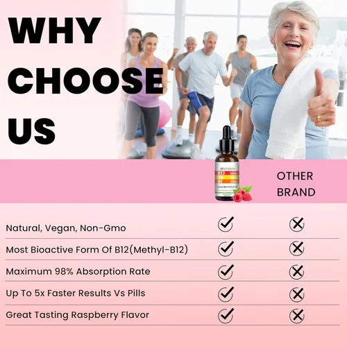 Miniatura 4 de Gotas líquidas de vitamina B12 y B6, complejo de vitamina B sublingual B12 - Vitamina B 12 5000mcg - B12 metilcobalamina para energía, cerebro