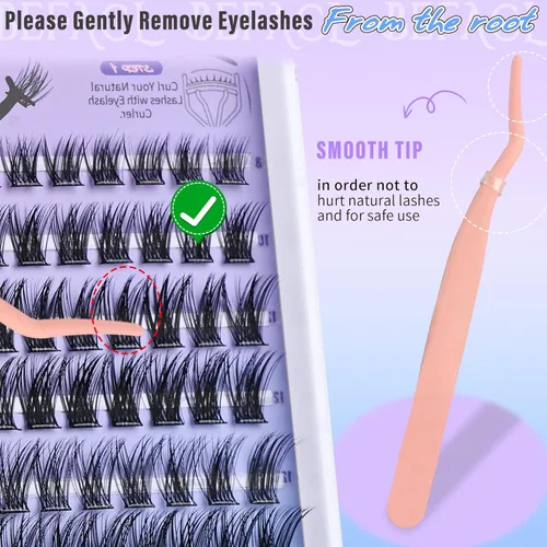 Miniatura 3 de Extensiones de pestañas autoadhesivas, racimos de pestañas a presión, no necesitan pegamento, kit de extensiones de pestañas naturales en racimo