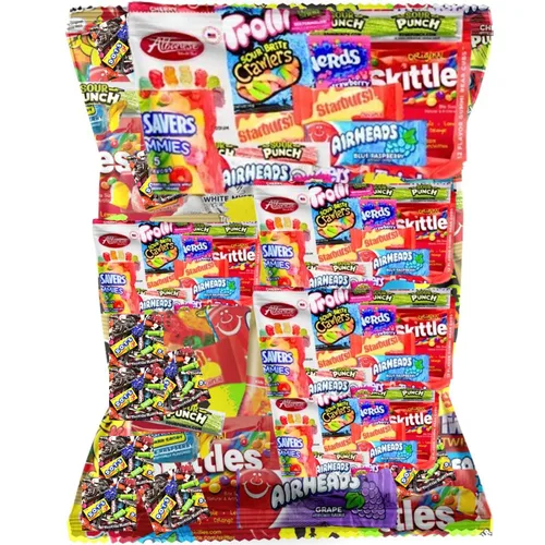 Caramelos de frutas surtidos a granel: Starburst, Skittles, Fish, Air Heads, Jolly Rancher, Sour Punch, GoldBears Gummi Bears & Twizzlers, Candy's,