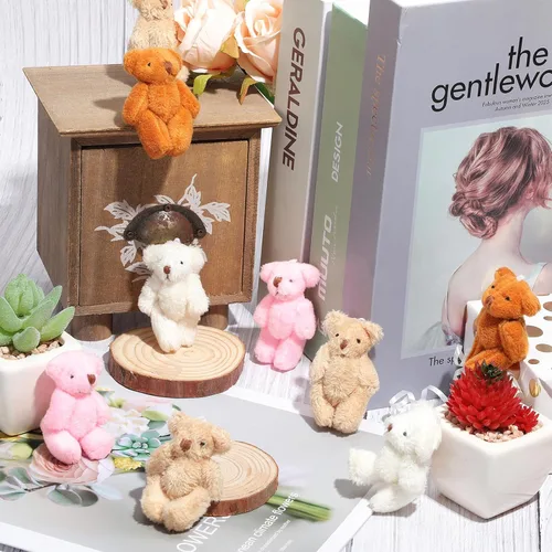 Miniatura 4 de Skylety 32 piezas de mini oso de peluche de oso pequeño de 2.36 pulgadas, mini articulación pequeña muñeca suave, juguetes de peluche para pastel