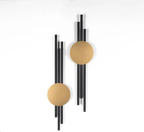 ARTEPERA Juego de 2 piezas de arte de pared de metal de líneas antiguas, decoración de pared moderna y única, escultura de pared de metal para sala