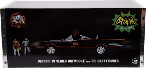 Miniatura 2 de Jada DC Comics 1:18 1966 Serie de TV clásica Batmobile - Coche fundido a presión con figuras de Batman y Robin de 3 pulgadas, juguetes para niños