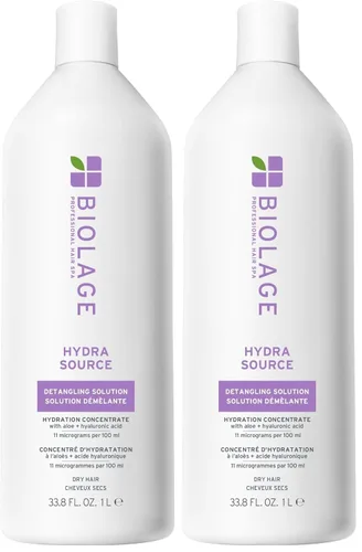 BIOLAGE Hydra Source - Solución desenredante para cabello seco, desenreda y controla la estática para menos encrespamiento y se escapa, sin parabenos