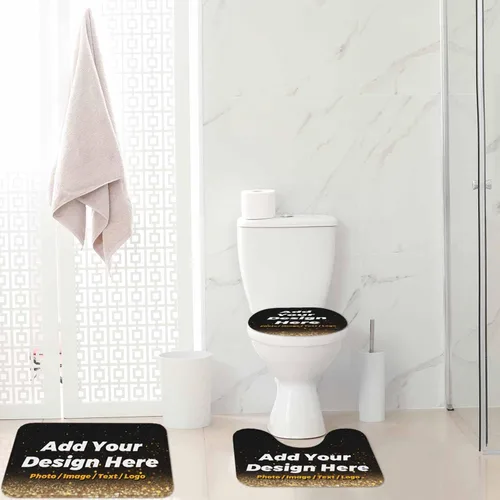 Miniatura 3 de HAOGEILI - Tapetes de baño personalizados absorbentes de agua, antideslizantes, lavables, juego de 3 piezas para alfombras de inodoro, tapetes