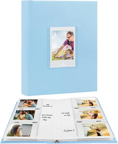 Miniatura 12 de Álbum de fotos para cámara Fujifilm Instax Mini, álbum de fotos para Polaroid, cubierta de cuero, 180 bolsillos 2 x 3 con espacio de escritura