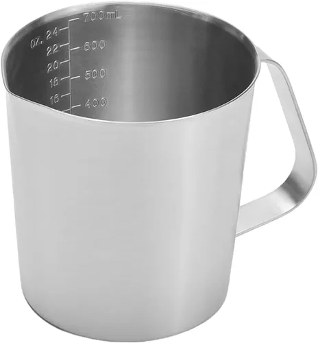 Othmro 1 taza medidora de acero inoxidable de 23.7 fl oz, 24 onzas, 2 escalas de medición, incluyendo escala ML, escala de onzas, vaso graduado de