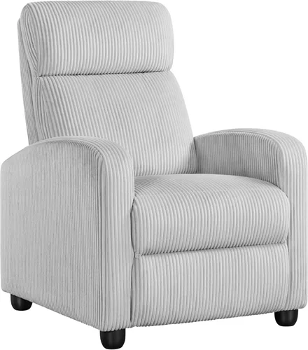 Miniatura 26 de Yaheetech Silla reclinable de pana para sofá individual, asiento de cine en casa, silla reclinable moderna ajustable para sala de estar, dormitorio
