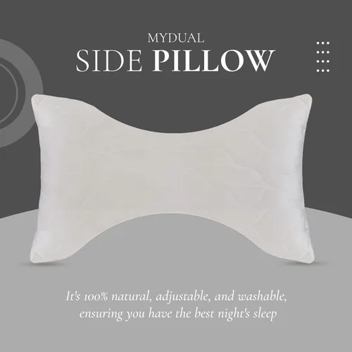 Miniatura 2 de Sleep & Beyond myDual Side Pillow: almohada de lana 100% natural, soporte para cuello y columna vertebral, ajustable y lavable, diseño cómodo