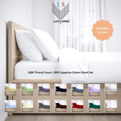 Miniatura 6 de 1000-Thread Count 100% Egyptian Cotton Twin Sheet Set, Soft Breathable Sateen Weave Long Staple Cotton, 1000-TC Pure Cotton, Fits Mattress 15" Deep