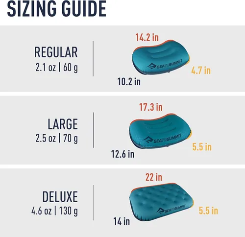 Miniatura 7 de Sea to Summit Aeros - Almohada inflable ultraligera para acampar y viajar, regular (14.2 x 10.2), color gris