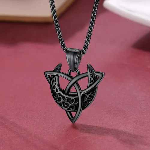 Miniatura 8 de FaithHeart Collar de triple diosa de la luna de acero inoxidablechapado en oro de 18 quilates joyería Wiccan para mujer con delicado embalaje