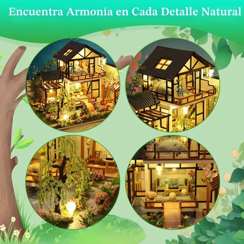 Miniatura 4 de OZJAY Kit de Casa de Muñecas en Miniatura DIY, Kit de Casa Pequeña con LED y Movimiento de Música, Kit de Casa de Muñecas de Madera DIY en Miniatura