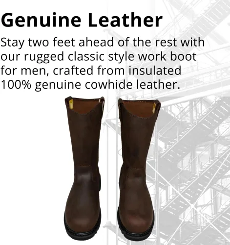 Miniatura 3 de WOLF Bota de Trabajo 100% Cuero Superior Genuino Resistente al Aceite y a la Abrasión Peligros Eléctricos Suela de Goma Antideslizante