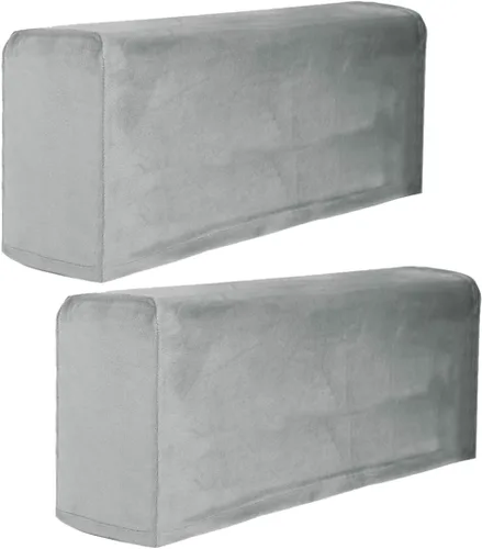 Miniatura 7 de BESPORTBLE Funda de tela elástica para reposabrazos de sofá, color gris, antideslizante, protector de muebles, fundas para sillón reclinable
